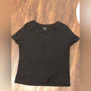 Black lace v-neck top